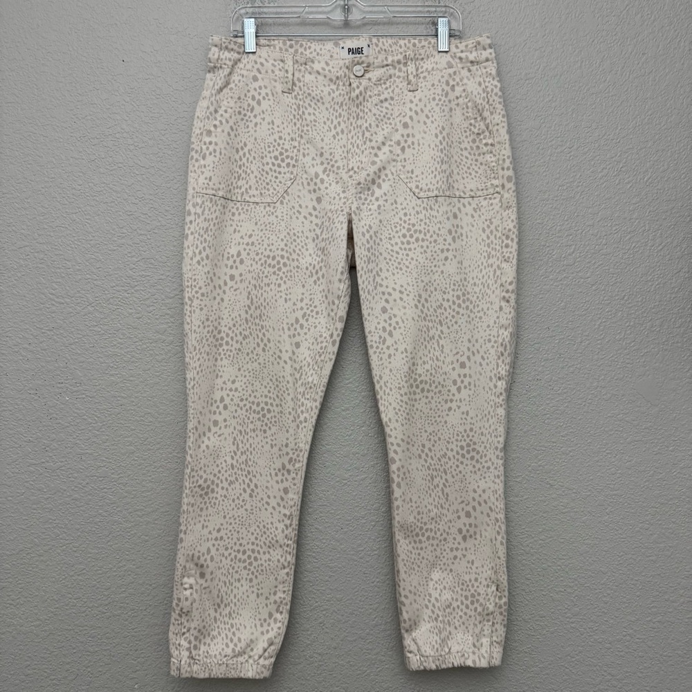 Paige Mayslie Jogger Pants Nocturnal Leopard Print Size 30 High Rise Zip Cuffs